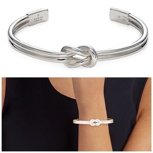 Gucci Sterling Silver Knotted Cuff Bracelet